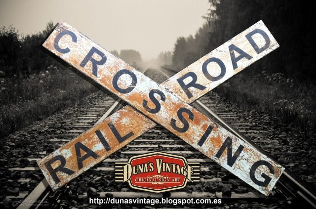 Señal de cruce RAIL ROAD CROSSING, Duna´s Vintage.