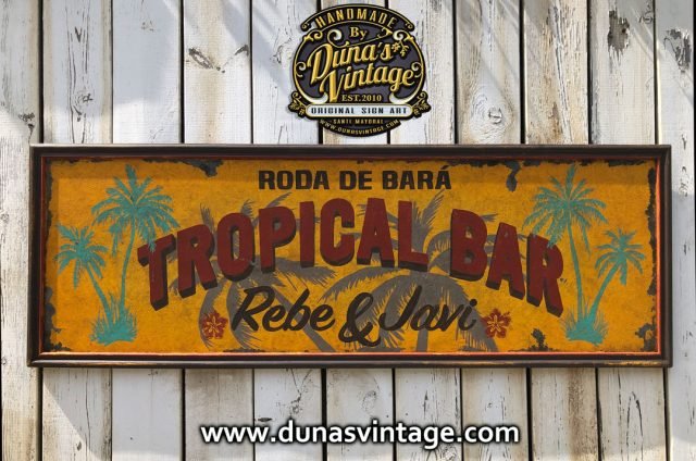 Cartel de Madera TROPICAL BAR.