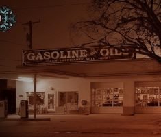 Cartel de madera GASOLINE and OILS