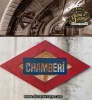 Placa de Madera estación de Metro Chamberí Madrid.