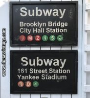 Cartel de Madera Subway Brooklyn Bridge & 161 Street Station.